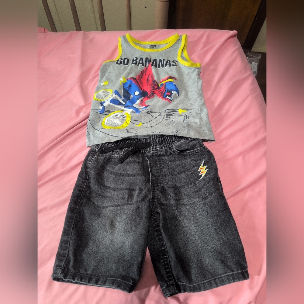 Spotted Zebra Boys 6/7 Tank Top And Shorts Outfit